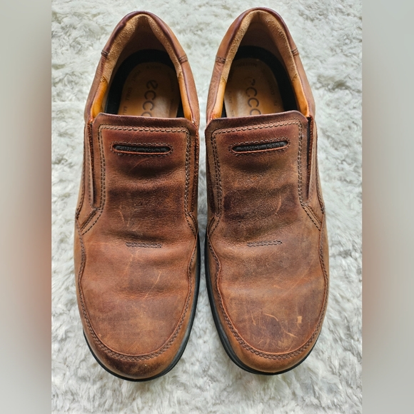 ECCO Men's Suede Leather Slip-on Shoes, Size 12/46, Shock Point Soles - Picture 6 of 14